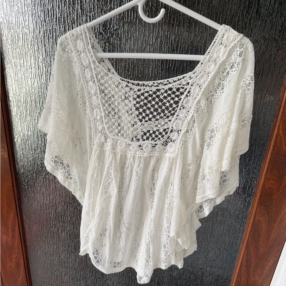 Ethereal Chic | Grace and Lace Sheer Lace Top with Lattice Back Detail M